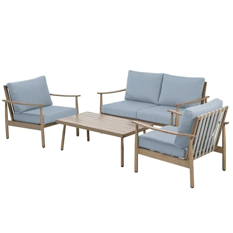 5-Person Aluminum Patio Conversation Set with Webbing Chair Back and Cushions