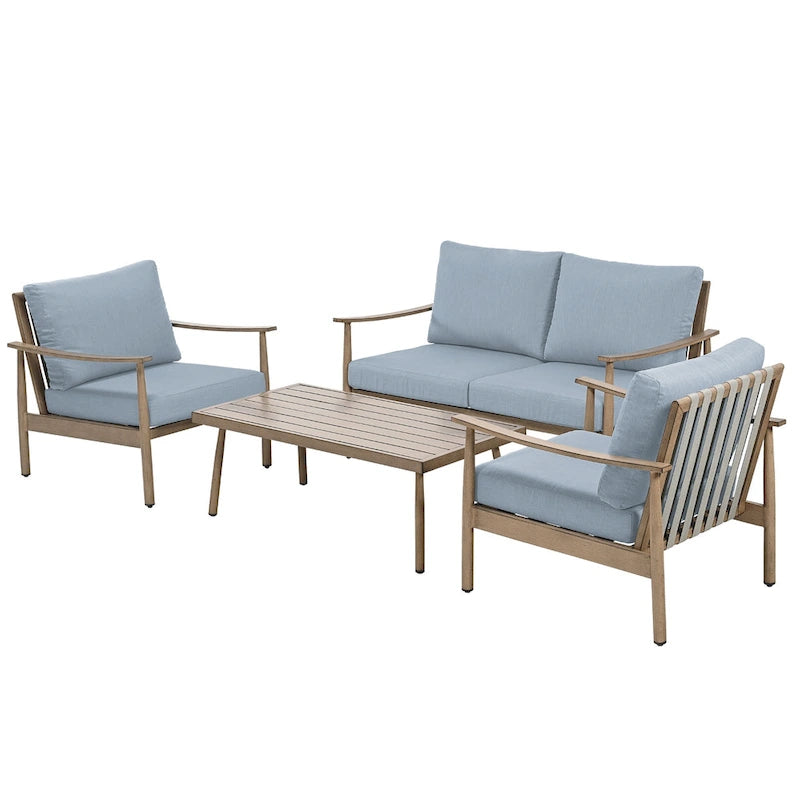 5-Person Aluminum Patio Conversation Set with Webbing Chair Back and Cushions