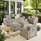 XIZZI 7 Pieces Patio Furniture Wide Armrest Conversation Sofa Set with Ottomans