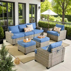 XIZZI 7 Pieces Patio Furniture Wide Armrest Conversation Sofa Set with Ottomans
