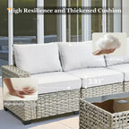 XIZZI 7 Pieces Patio Furniture Wide Armrest Conversation Sofa Set with Ottomans