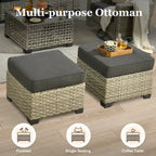 XIZZI 7 Pieces Patio Furniture Wide Armrest Conversation Sofa Set with Ottomans