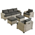 XIZZI 7 Pieces Patio Furniture Wide Armrest Conversation Sofa Set with Ottomans