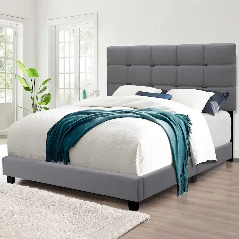 Cadre de lit rembourré ajustable Queen Size Élégant, durable et résistant à la saleté, pas besoin de matelas à ressorts encombrants